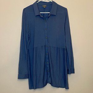 J. Jill Cotton Modal Button Up Blue Size Large